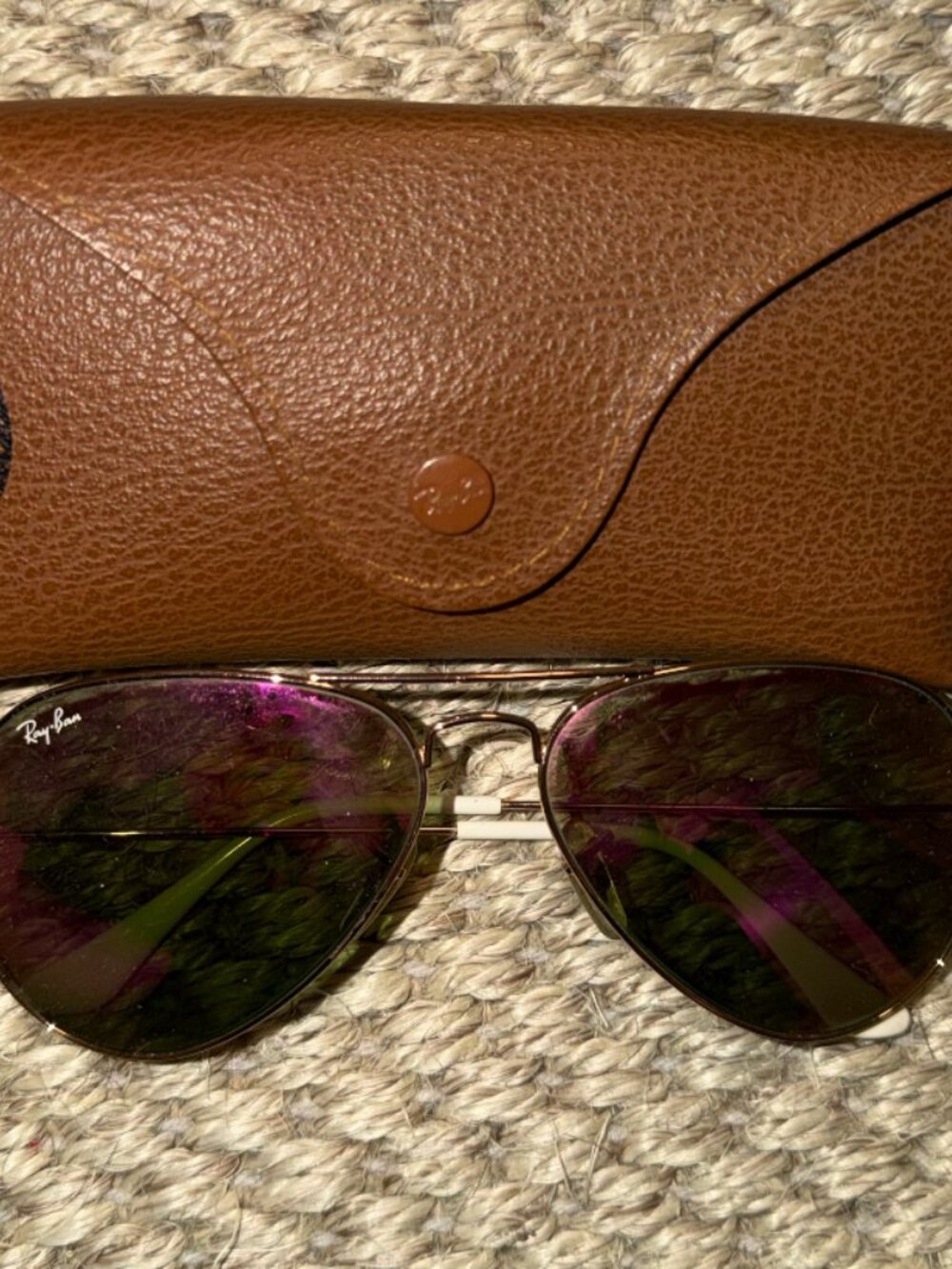 Rayban Aviator Purple Mirror Standard Sunglasses - Picture 3 of 4